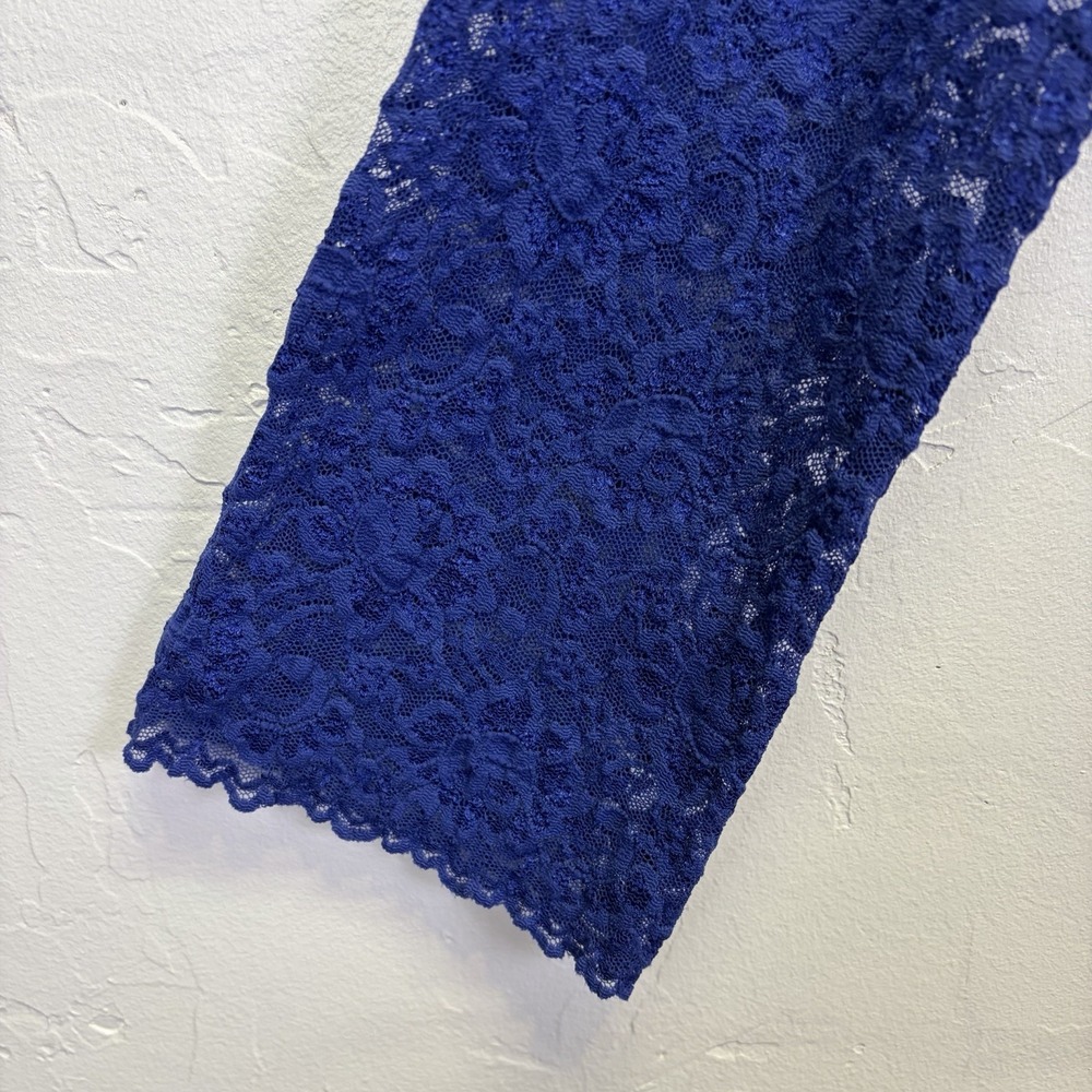 Vintage Dialogue Woman's Lace Blouse Cardigan Size L Royal Blue Feminine Layer‎ - Picture 8 of 12